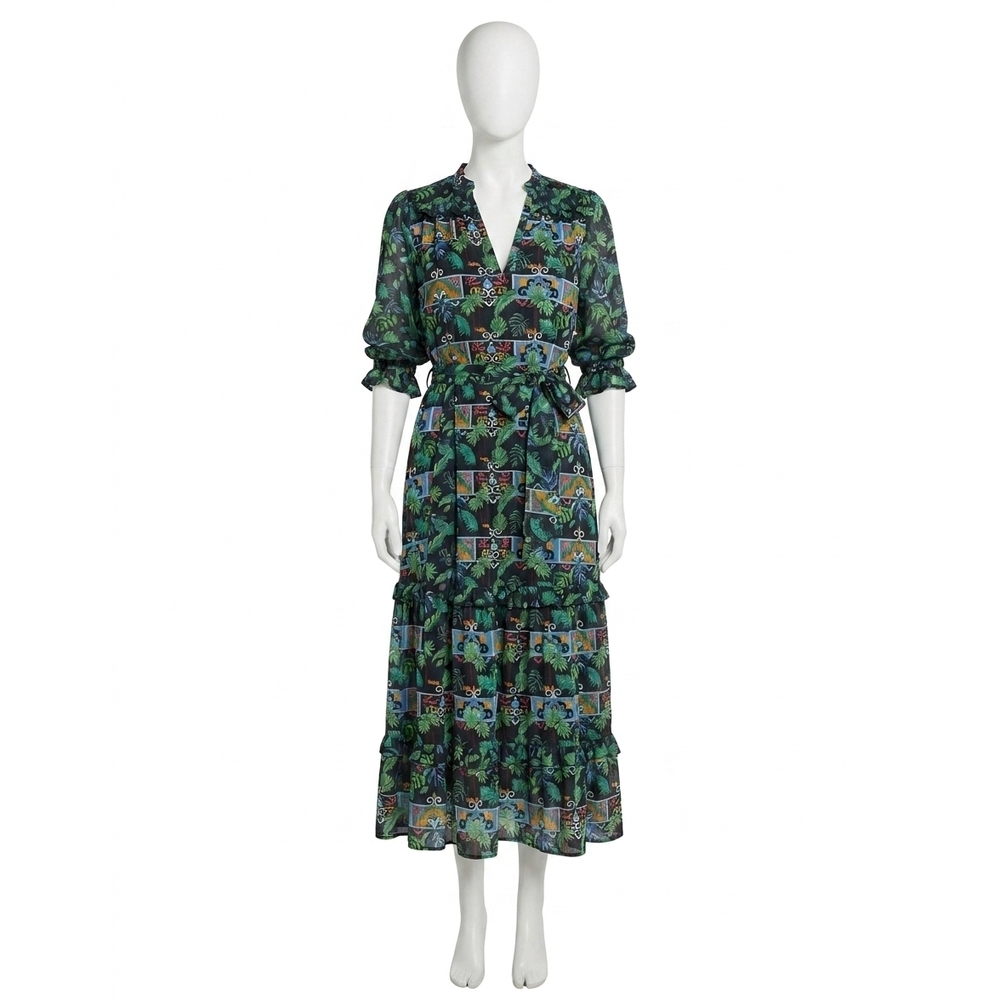 NEW EMILY LOVELOCK adela tropical print midi dress